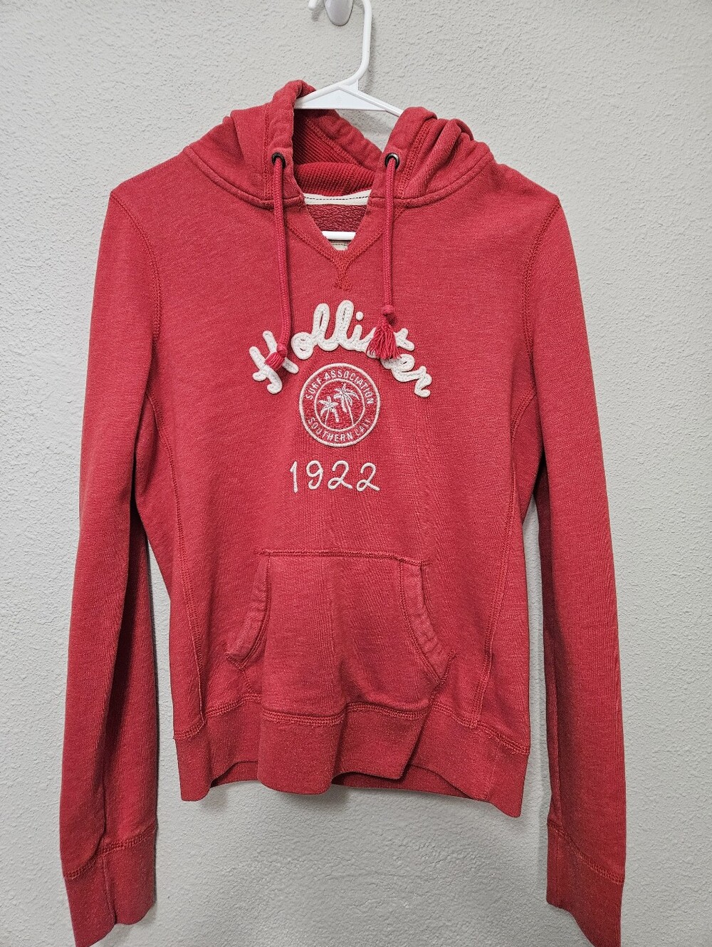 Hollister Medium Red Vintage Style Y2k Full Zip Hoodie Sweatshirt Preppy